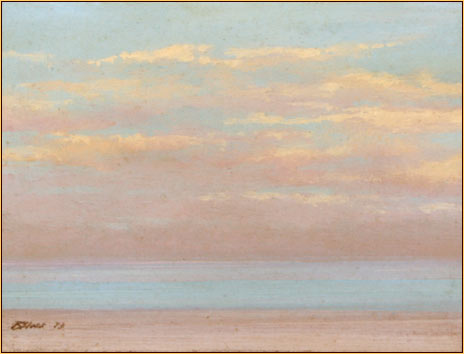 Robert Bliss original oil painting depicting clouds above the ocean