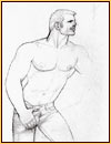 Tom of Finland original graphite on paper study drawing depicting a male seminude