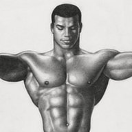 Tom of Finland drawing depicting the professional bodybuilder and IFBB Mr. Olympia 1982 winner Chris Dickerson in the nude.