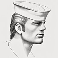 Tom of Finland drawing depicting the portrait of a handsome sailor.