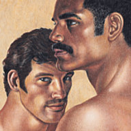 Tom of Finland drawing depicting the portrait of two handsome men.